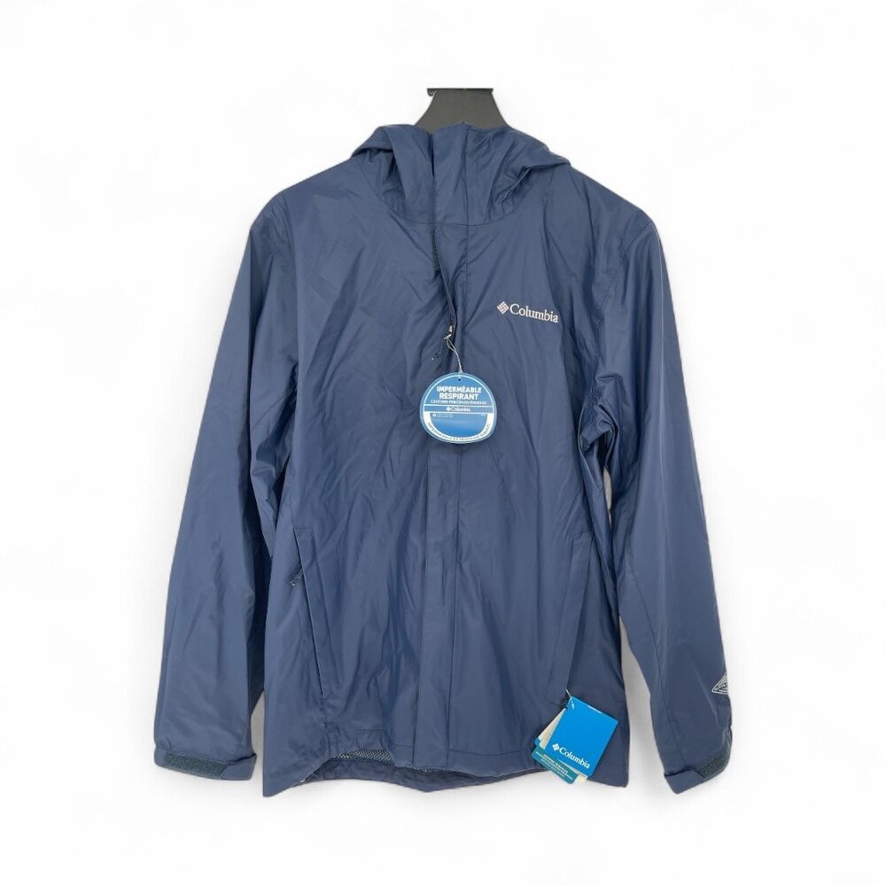 Columbia Men’s Waterproof Rain II Jacket SZ S  Blue Full Zip Impermeable